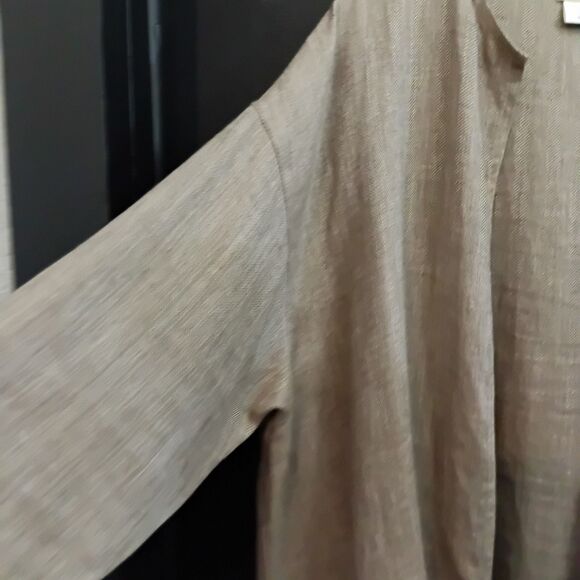 Tin Lizzie Sz 2X 100% Linen Herringbone Open Front Jacket Capsule Minimalist - Picture 6 of 11